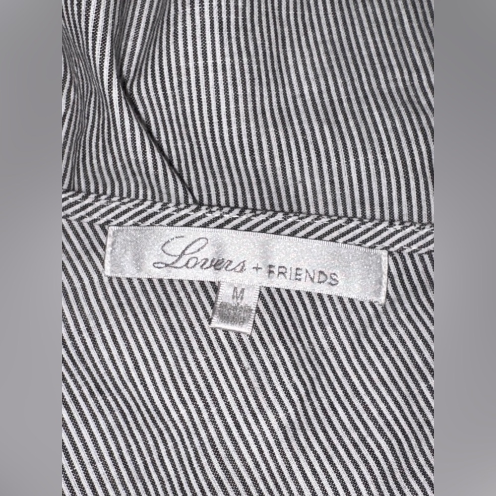 Revolve Lovers + Friends Grey Striped Ribbon Tie one Shoulder Mini Dress M NWT - Picture 10 of 11
